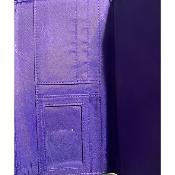 Vera Bradley Retired Floral Quilted Cotton Trifold Wallet Navy Purple Lining EUC - Picture 6 of 10